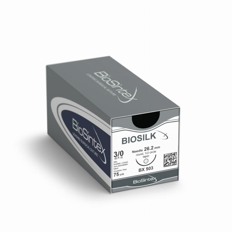 Biosilk (BX 505), Шовк натуральний ,чорний , USP 2/0(M3),150см,без голки,відрізок